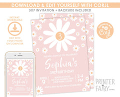 Daisy Party Kit Instant Download | Editable Birthday Templates | Invitation Banner Welcome Sign