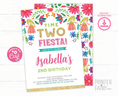 Mexican Fiesta 2nd Birthday Invitation Editable template, INSTANT DOWNLOAD