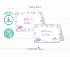 Shark Party Food Tent Cards Printable Editable Template, Instant Download