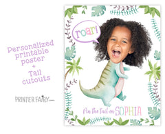 Personalized Dinosaur Birthday Party Game, Pin the Tail Poster (Digital Download)