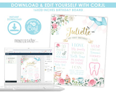 Alice in Wonderland 1st Birthday Milestone Board (INSTANT DOWNLOAD)