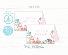 Alice in Wonderland Tea Party Food Tent Cards Printable Editable Instant Download