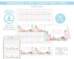 Alice in Wonderland Tea Party Food Tent Cards Printable Editable Instant Download