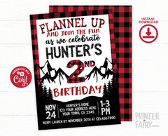 Lumberjack Birthday Invitation EDITABLE Template for Any Age, Instant Download