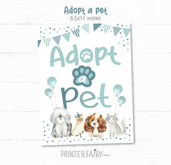 Puppies & Kitties Adoption Party Signs, Pet Birthday Decor (Instant Download)