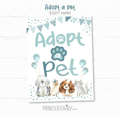 Puppies & Kitties Adoption Party Signs, Pet Birthday Decor (Instant Download)