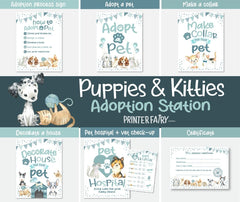 Puppies & Kitties Adoption Party Signs, Pet Birthday Decor (Instant Download)