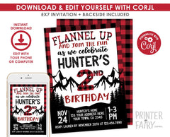 Lumberjack Birthday Invitation EDITABLE Template for Any Age, Instant Download