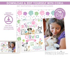 Puppies and Kitties Birthday Pawty Invitation (Instant Download)