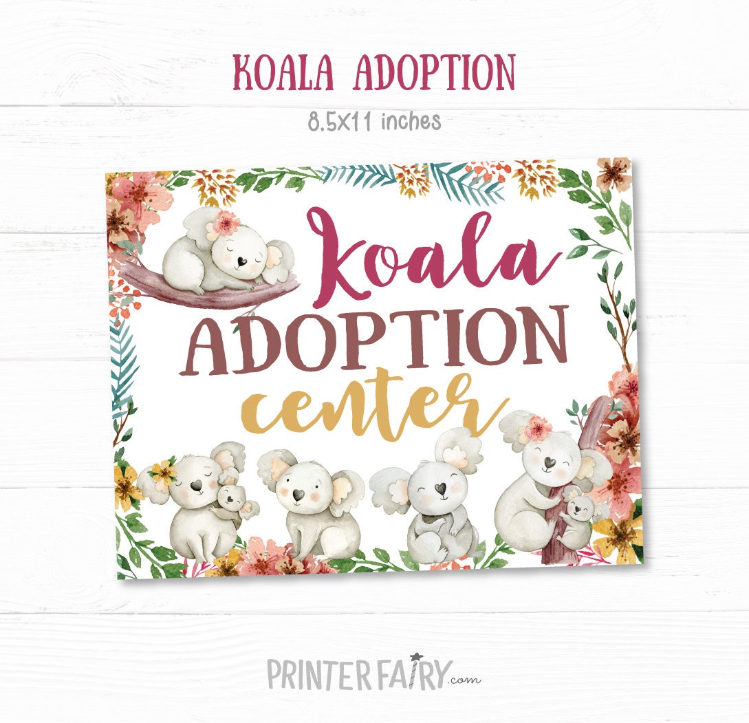 Koala Adoption Party Games, Printable Adoption Center Signs (Instant Download)
