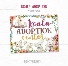 Koala Adoption Party Games, Printable Adoption Center Signs (Instant Download)