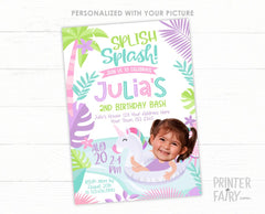 Unicorn Pool Party Personalized Invitation for any age, Digital or Printable