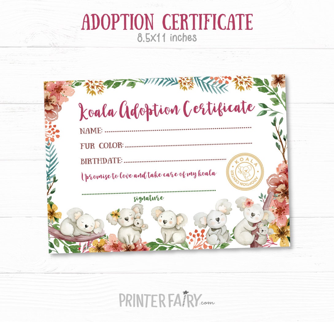 Koala Adoption Party Games, Printable Adoption Center Signs (Instant Download)