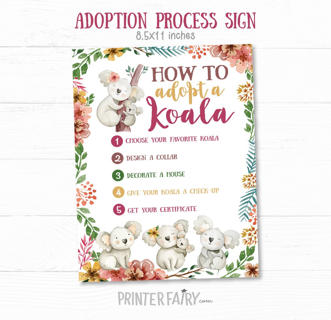 Koala Adoption Party Games, Printable Adoption Center Signs (Instant Download)