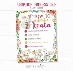 Koala Adoption Party Games, Printable Adoption Center Signs (Instant Download)