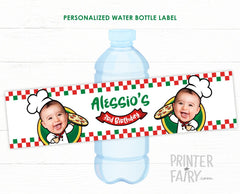 Personalized Pizza Party Water Bottle Label (Digital Printable)