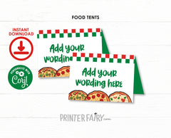 Pizza Food Tents Editable Labels Template, Instant Download