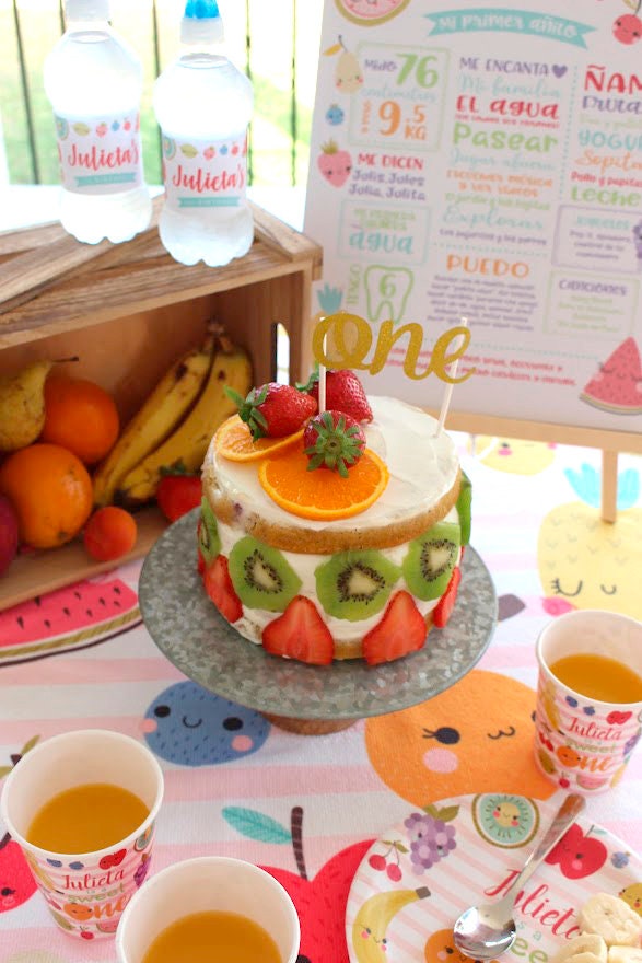 Tutti Frutti Water Bottle Label Editable Template, Fruit Birthday Party Decor (Instant Download)