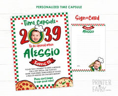 Personalized Pizza Time Capsule Sign, Italian Birthday Party (Digital Download)