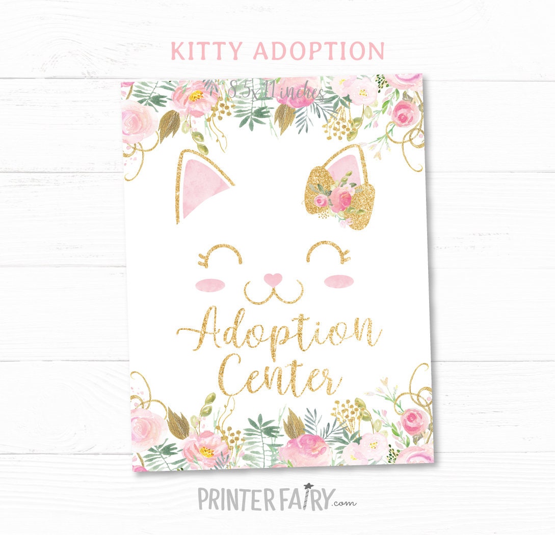 Kitty Party Games, Floral Cat Adoption Birthday (Instant Download)