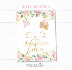 Kitty Party Games, Floral Cat Adoption Birthday (Instant Download)