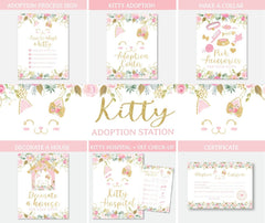 Kitty Party Games, Floral Cat Adoption Birthday (Instant Download)
