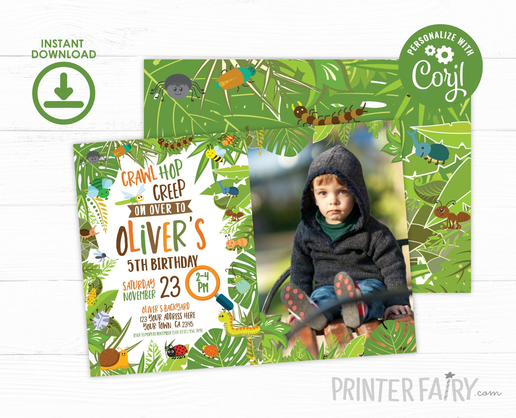 Bugs Birthday Invitation with Photo, EDITABLE (Instant Download)