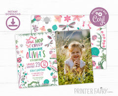 Bugs Birthday Invitation, Photo, Creepy Crawly Party (Digital Invite)