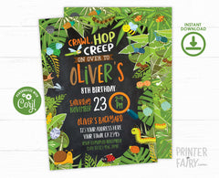 Bugs Birthday Invitation, Creepy Crawly Party, Editable Digital Invite