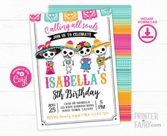 Day of the Dead Birthday Invitation, EDITABLE, Mexican Party (Instant Download)