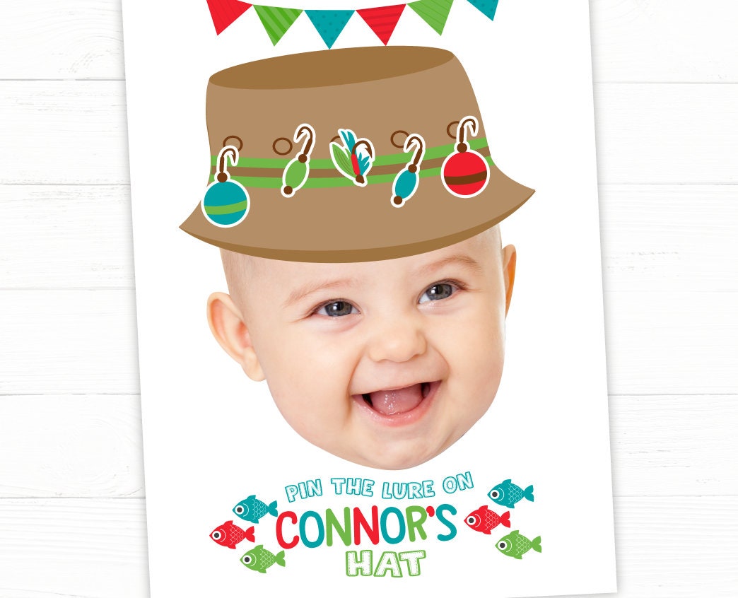 Personalized Fishing Birthday Game, Pin the Lure Party Activity (Digital Download)