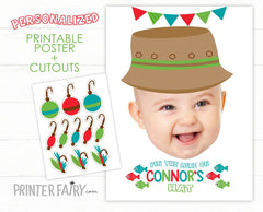 Personalized Fishing Birthday Game, Pin the Lure Party Activity (Digital Download)