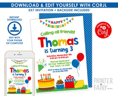 Birthday Party Invitation Editable Cupcake Party Template, Instant Download