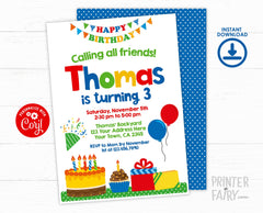 Birthday Party Invitation Editable Cupcake Party Template, Instant Download
