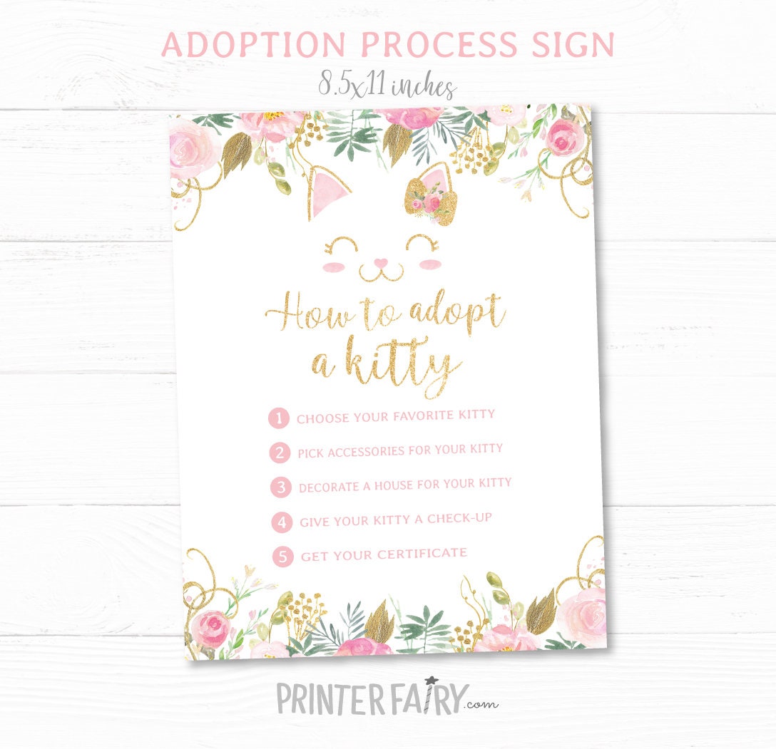 Kitty Party Games, Floral Cat Adoption Birthday (Instant Download)
