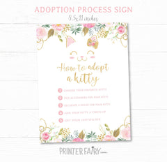 Kitty Party Games, Floral Cat Adoption Birthday (Instant Download)