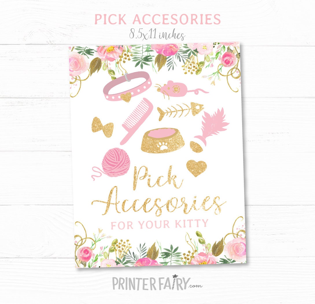 Kitty Party Games, Floral Cat Adoption Birthday (Instant Download)