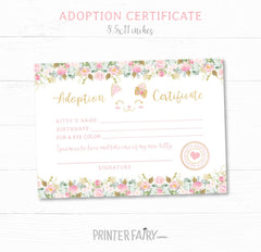 Kitty Party Games, Floral Cat Adoption Birthday (Instant Download)
