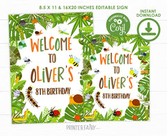Bugs Birthday Welcome Sign, Outdoors Party Decor (Instant Download)