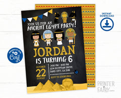 Egypt Birthday Invitation, Editable Template, Museum Party, INSTANT DOWNLOAD
