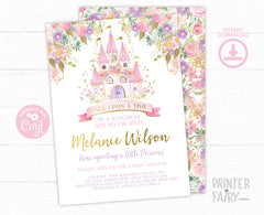Editable Princess Baby Shower Invitation, Royal Castle (Digital Download)