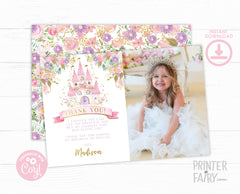 Princess Photo Thank You Card, Royal Birthday, Editable (Digital Download)