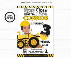 Dump Truck Birthday Invitation with Photo (Digital Invitation)