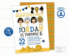 Egypt Birthday Party Invitation Editable Template, Museum Party Invite, Instant Download