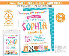 Teddy Bear Birthday Invitation, Editable Bear Theme (Instant Download)
