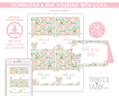 Koala Birthday Party Food Tent Cards Printable Editable Instant Download
