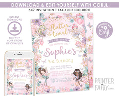 Fairy Ballerina Birthday Invitation, Editable Template (Digital Download)