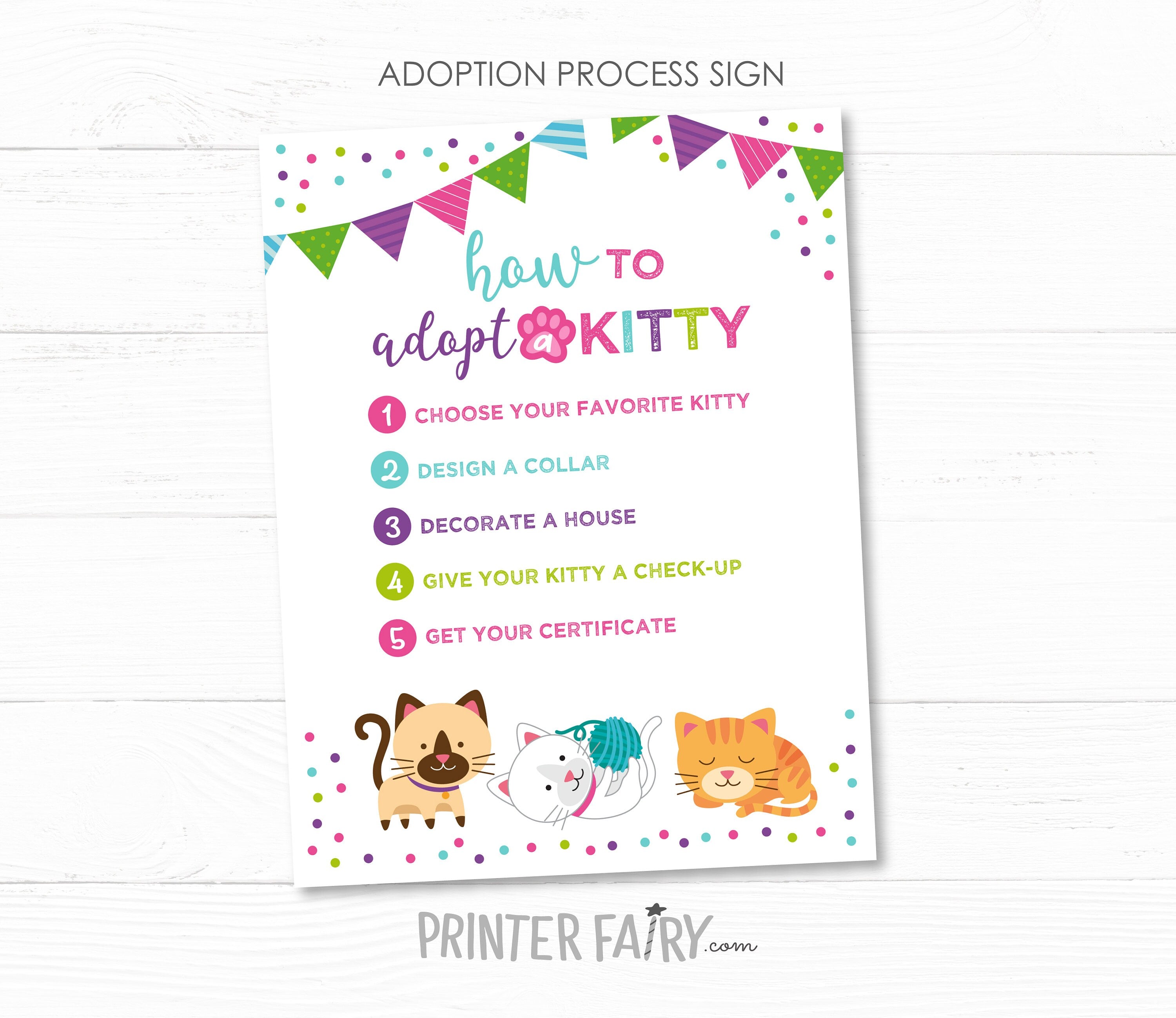 Kitty Cat Adoption Party Games, Kitten Birthday (Instant Download)