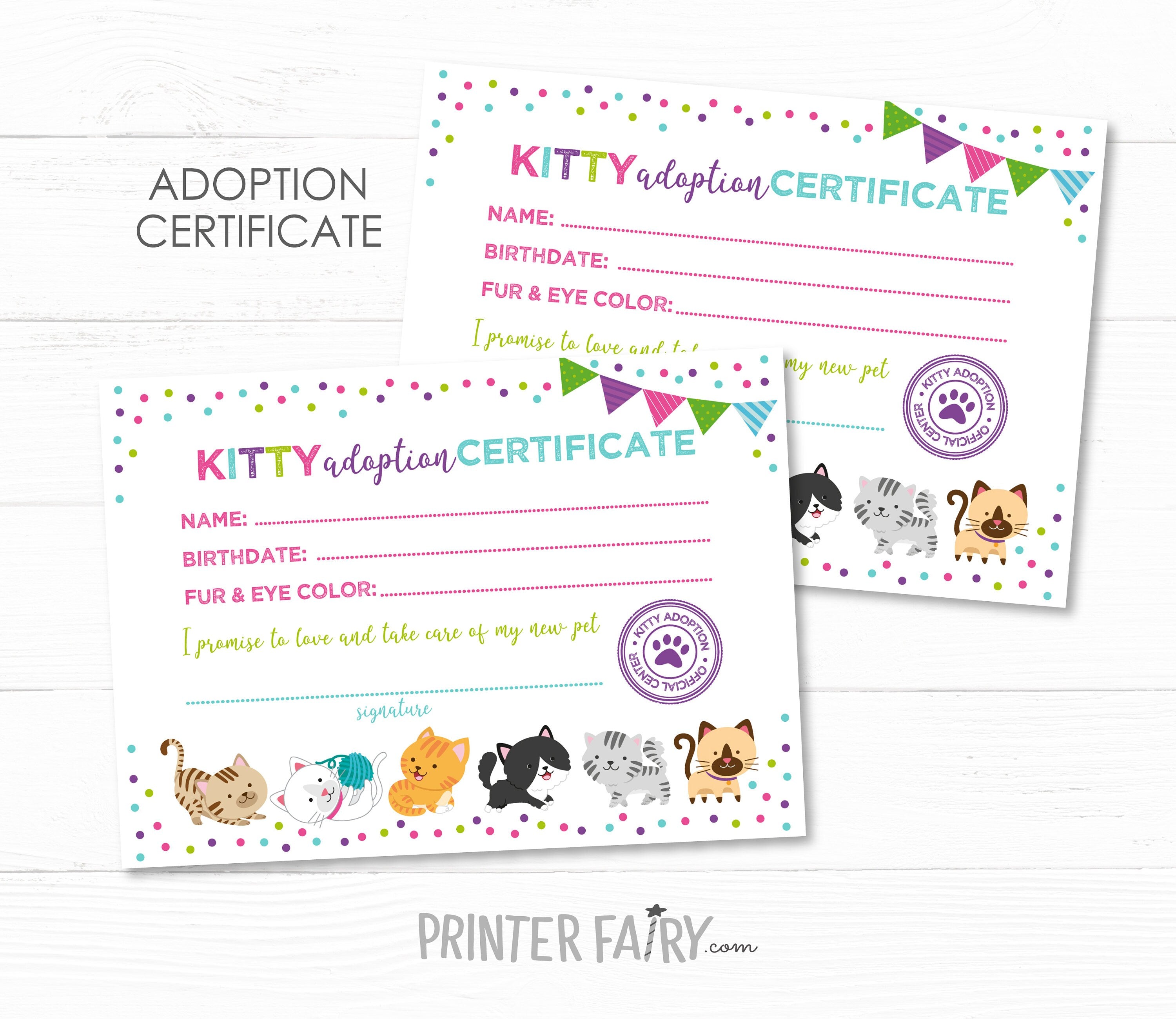Kitty Cat Adoption Party Games, Kitten Birthday (Instant Download)