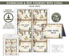 Dragon Birthday Party Printable Food Tents Table Decorations, Instant Download